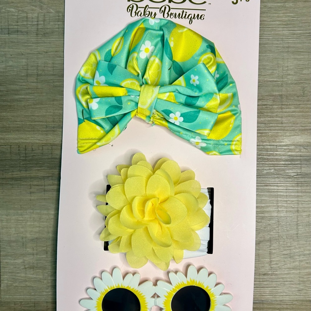 Kids Floral Headband Set - Yellow and Blue